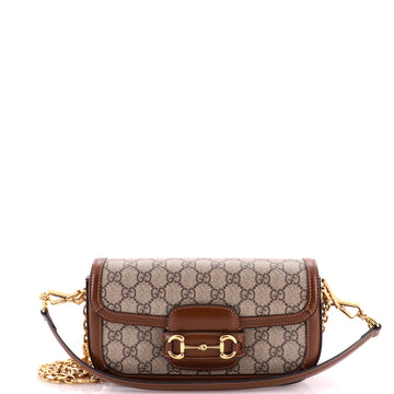 Gucci Horsebit 1955 Shoulder Bag GG Coated Canvas with Leather East West