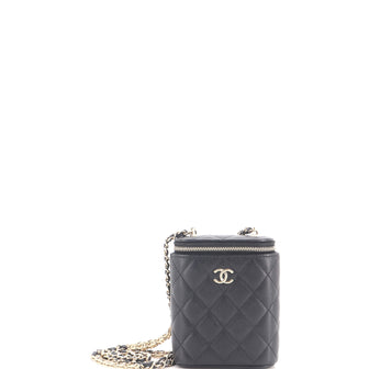 Chanel Vertical Classic Vanity Case with Chain Quilted Caviar Mini