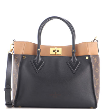 Louis Vuitton On My Side Tote Leather with Monogram Canvas MM