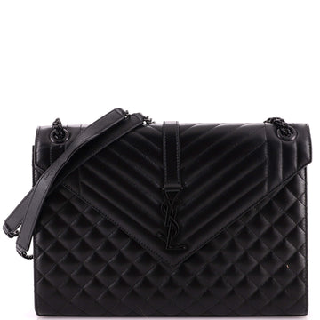 Saint Laurent Classic Monogram Envelope Satchel Mixed Matelasse Leather Large