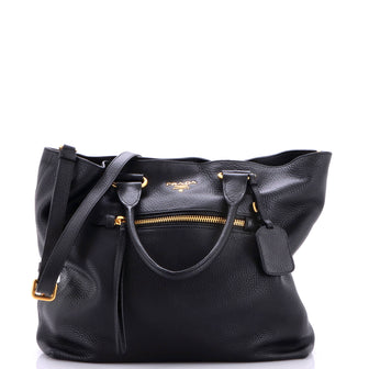 Prada Front Pocket Convertible Tote Vitello Phenix Medium