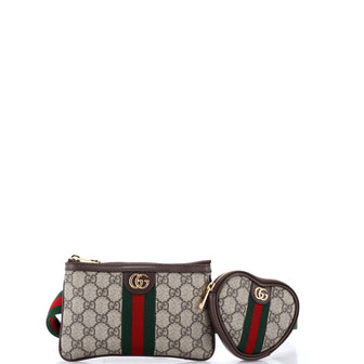 Gucci Ophidia Heart Utility Double Belt Bag GG Coated Canvas