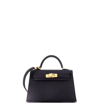 Hermes Kelly Mini II Bag Noir Epsom with Gold Hardware 20