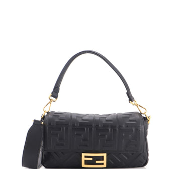 Fendi Baguette NM Bag Zucca Embossed Leather Medium