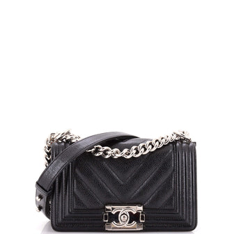 Chanel Boy Flap Bag Chevron Caviar Small