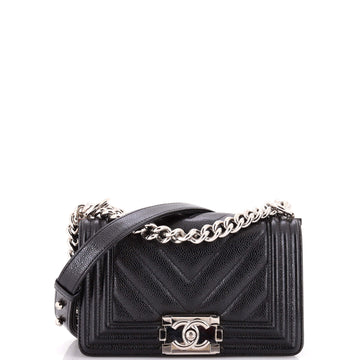 Chanel Boy Flap Bag Chevron Caviar Small