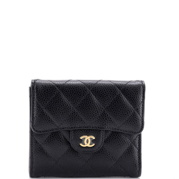 Chanel CC Compact Classic Flap Wallet Quilted Caviar
