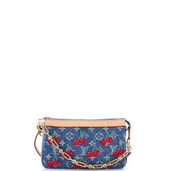 Louis Vuitton x Takashi Murakami Chain Pochette Accessoires NM Limited Edition Monogram Cerises Denim