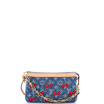 Louis Vuitton x Takashi Murakami Chain Pochette Accessoires NM Limited Edition Monogram Cerises Denim