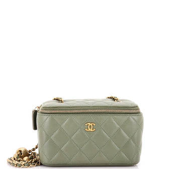Chanel Pearl Crush Vanity Case with Chain Quilted Lambskin Small