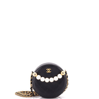 Chanel Chic Pearls Round Clutch with Chain Quilted Lambskin