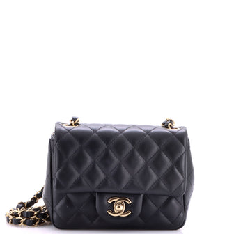 Chanel Square Classic Single Flap Bag Quilted Lambskin Mini