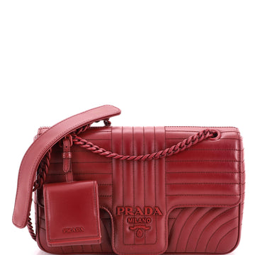 Prada Chain Flap Shoulder Bag Diagramme Quilted Leather Large