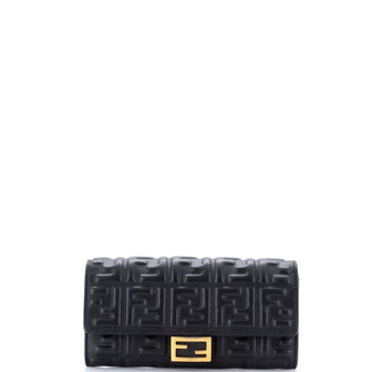 Fendi Baguette Continental Wallet Zucca Embossed Leather