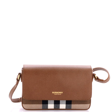 Burberry New Hampshire Shoulder Bag House Check Canvas and Leather Small