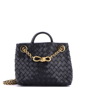 Bottega Veneta Andiamo Chain Top Handle Bag Intrecciato Nappa Small
