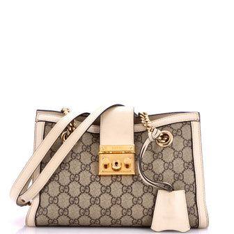 Gucci Padlock Chain Tote GG Coated Canvas with Leather Small