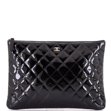 Chanel O Case Clutch Quilted Patent Medium