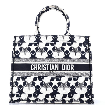 Christian Dior Book Tote Embroidered Canvas Large