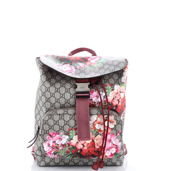 Gucci Buckle Backpack Blooms Print GG Coated Canvas Medium