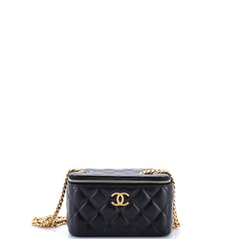 Chanel All Slide Long Vanity Case with Chain Quilted Lambskin Small