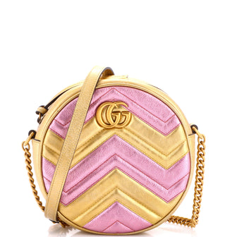 Gucci GG Marmont Round Shoulder Bag Matelasse Leather Mini