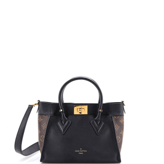 Louis Vuitton On My Side Tote Leather with Monogram Canvas PM