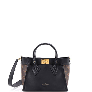 Louis Vuitton On My Side Tote Leather with Monogram Canvas PM
