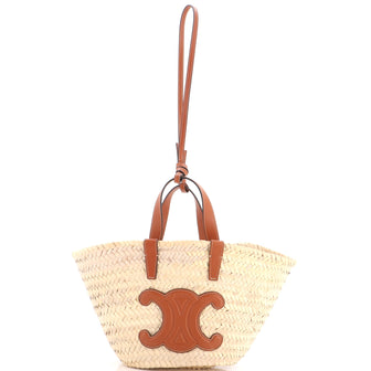 Celine Classic Panier Basket Tote Raffia and Leather Teen