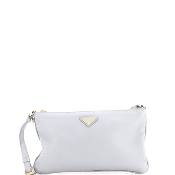 Prada Zip Flat Pouch Shoulder Bag Leather