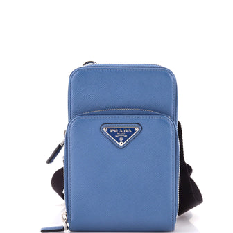 Prada Front Pocket Phone Holder Crossbody Bag Saffiano Leather