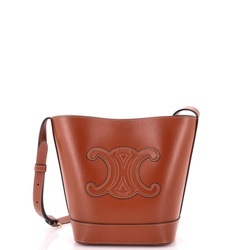 Celine Cuir Triomphe Bucket Bag Leather Small