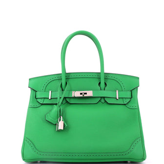Hermes Birkin Ghillies Bag Bamboo Togo and Swift with Palladium Hardware 30