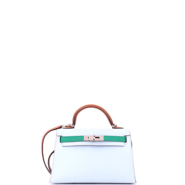 Hermes Kelly Mini II Bag Tricolor Epsom with Palladium Hardware 20