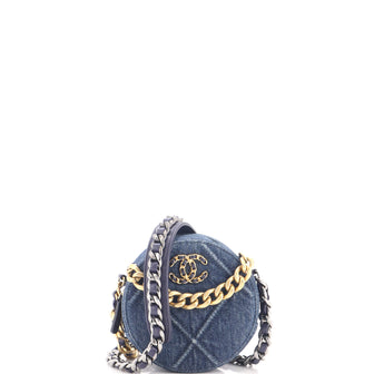 Chanel 19 Round Clutch with Chain Quilted Denim