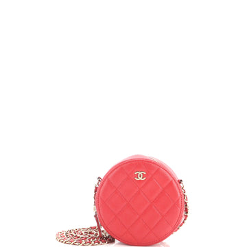 Chanel Round Clutch with Chain Quilted Caviar Mini