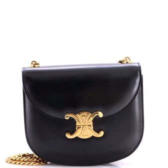 Celine Triomphe Besace Clea Chain Flap Bag Leather