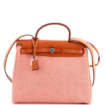 Hermes Herbag Zip Criss Viking Toile and Leather 31