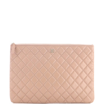 Chanel O Case Clutch Quilted Lambskin Large