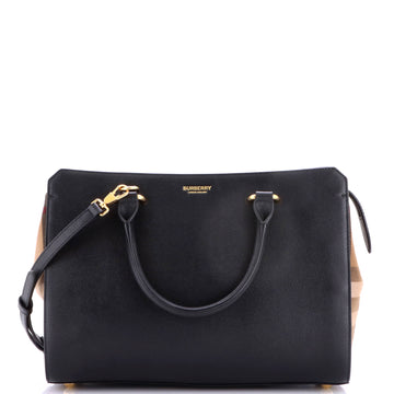 Burberry Banwell Tote Leather and House Check Canvas Small