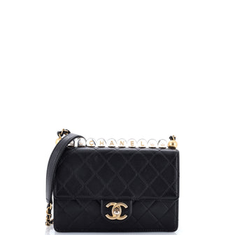 Chanel Chic Pearls Flap Bag Quilted Goatskin with Acrylic Beads Small