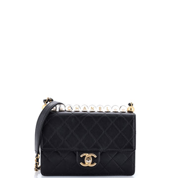 Chanel Chic Pearls Flap Bag Quilted Goatskin with Acrylic Beads Small