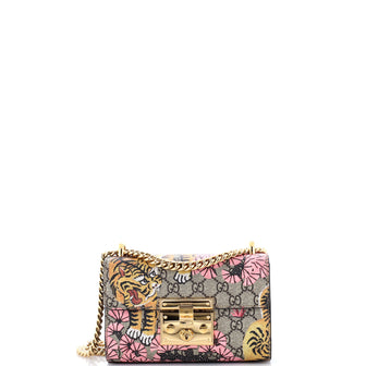 Gucci Padlock Shoulder Bag Bengal Print GG Coated Canvas Small