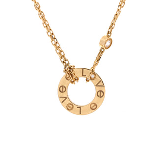 Cartier 2 Diamonds Love Pendant Necklace 18K Yellow Gold and Diamonds