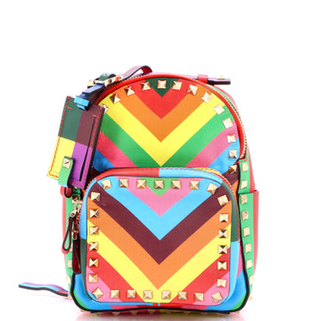 Valentino Garavani 1973 Rockstud Backpack Striped Leather Mini