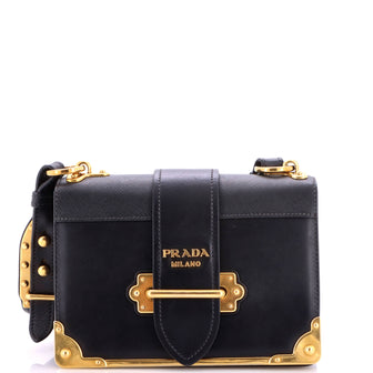 Prada Cahier Crossbody Bag Leather and Saffiano Leather Small