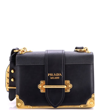 Prada Cahier Crossbody Bag Leather and Saffiano Leather Small