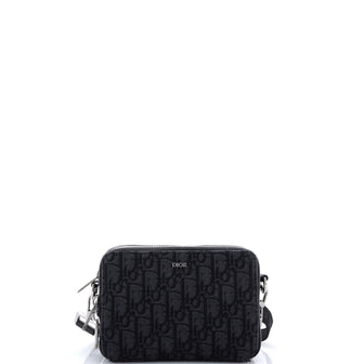 Christian Dior Double Zip Crossbody Pouch Oblique Canvas