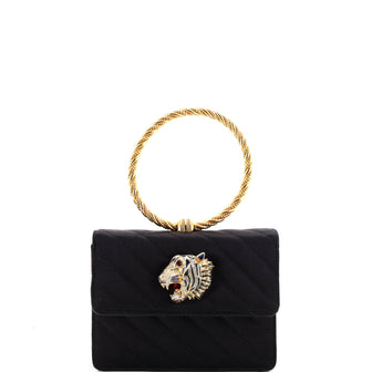 Gucci Rajah Broadway Top Handle Evening Bag Quilted Satin