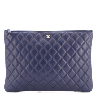 Chanel O Case Clutch Quilted Lambskin Large